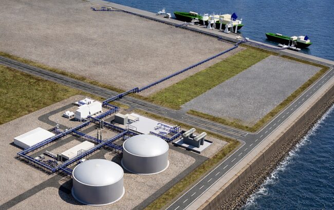 苫小牧地域におけるアンモニア供給拠点の完成予想図(画像提供:コスモエンジニアリング株式会社)