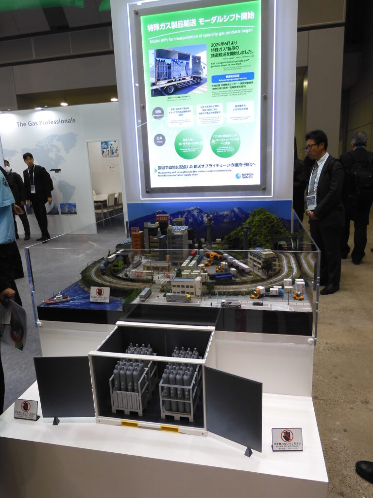 特殊ガス製品輸送モーダルシフトのジオラマ