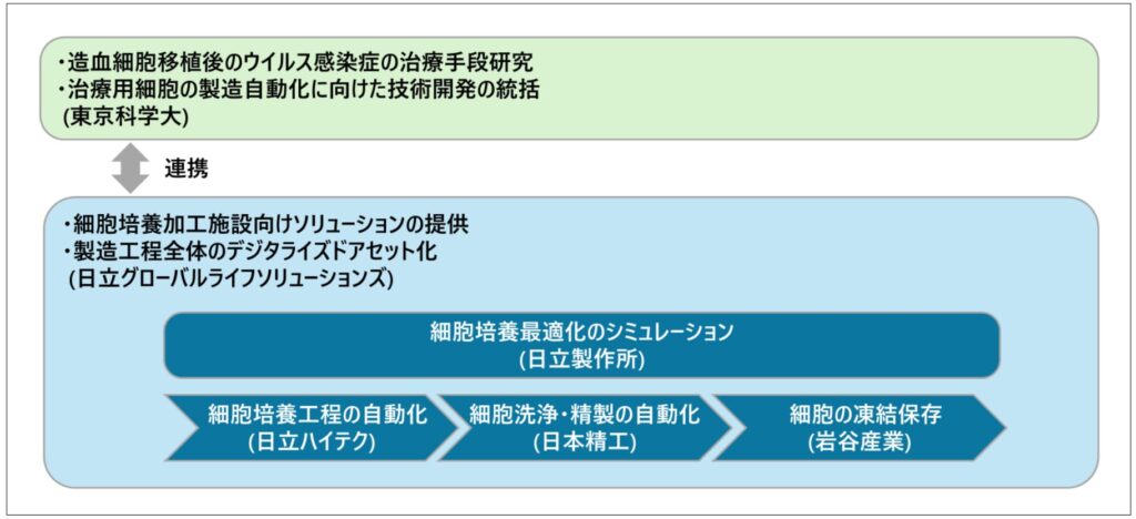 治療用細胞の製造自動化に向けた共同開発の体制(イメージ図)